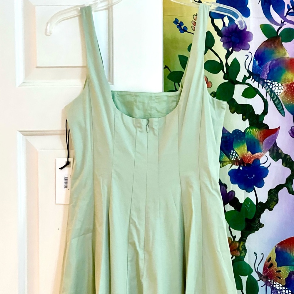 πΊπHPππΊ NWT Staud Wells Midi Dress Pale Jade - Picture 14 of 16